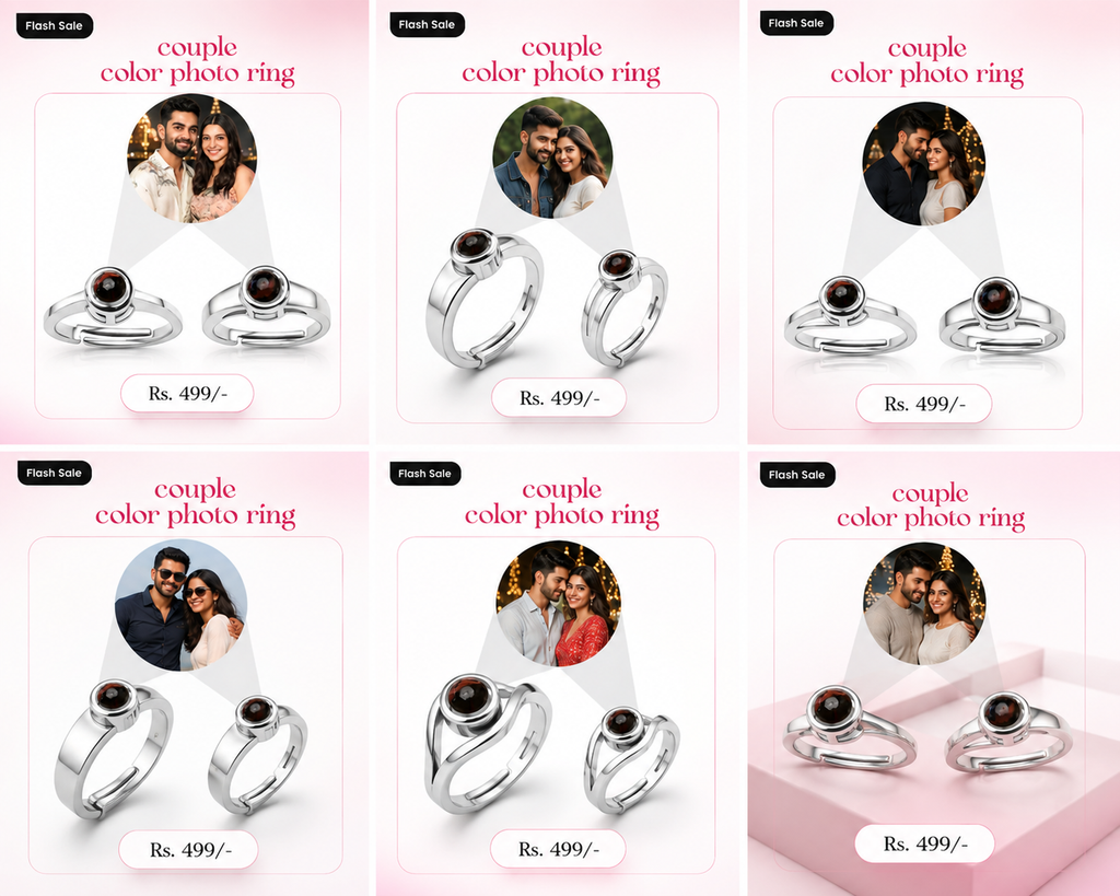 💑 Couple Color Photo Projection Rings – Love That Shines Forever 💑