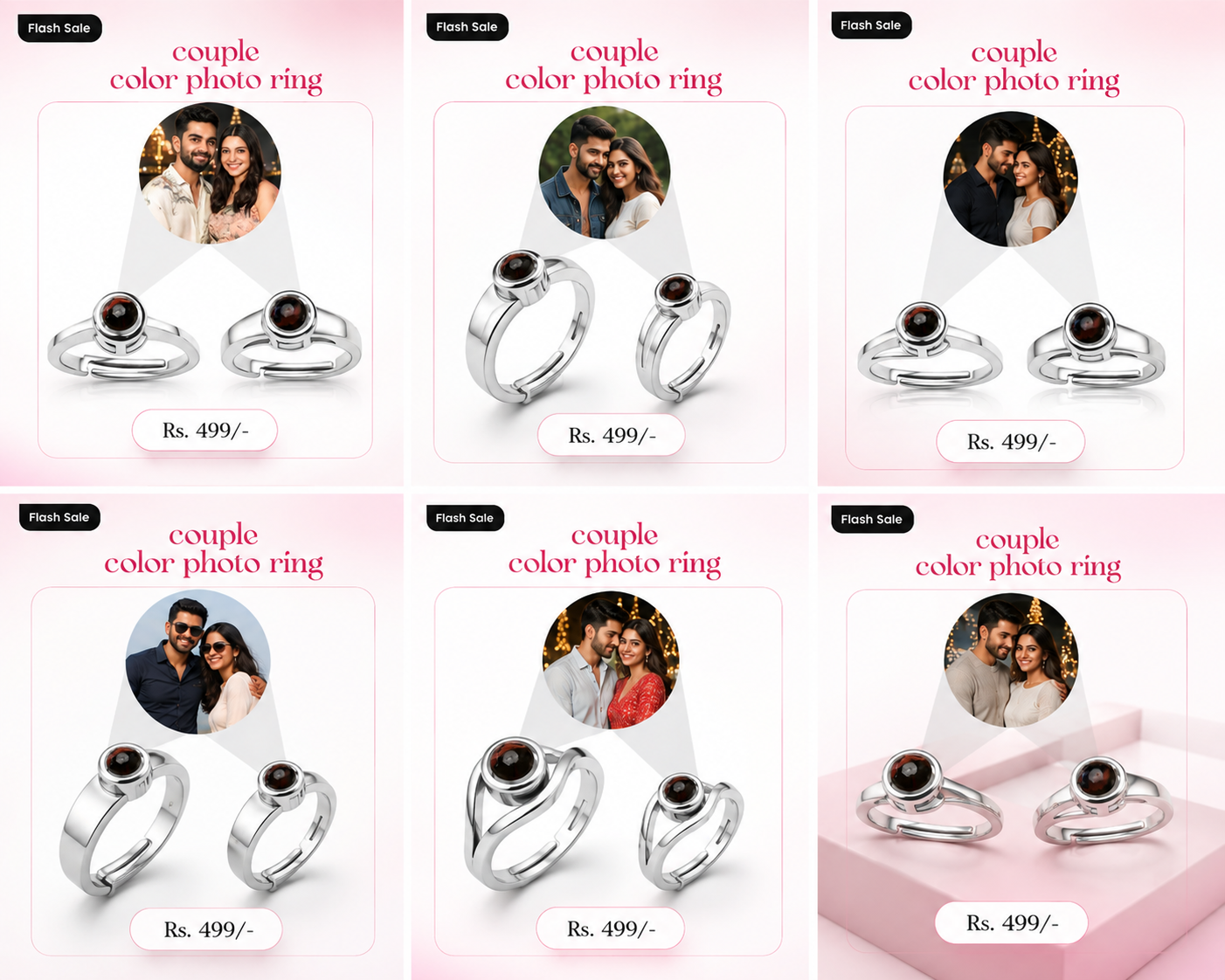 💑 Couple Color Photo Projection Rings – Love That Shines Forever 💑