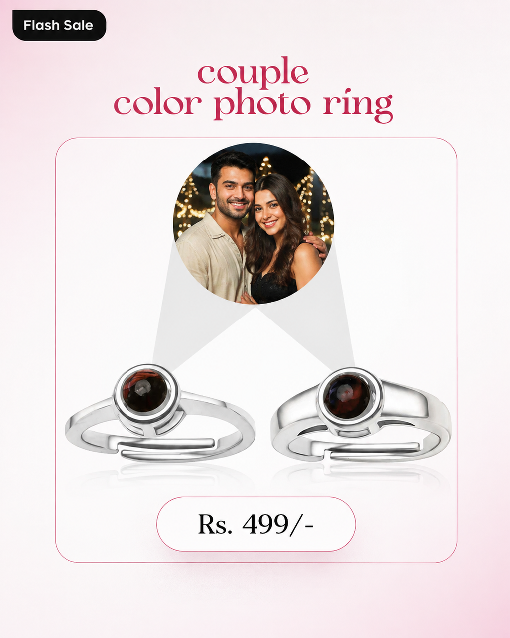 💑 Couple Color Photo Projection Rings – Love That Shines Forever 💑