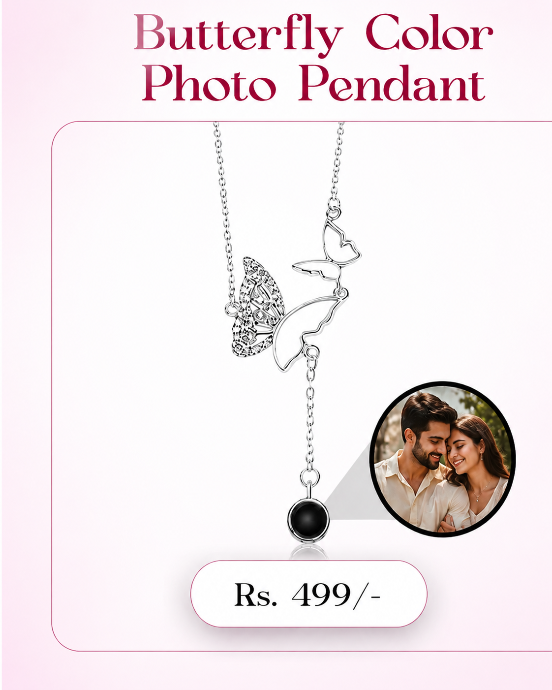 🦋 Butterfly Color Photo Pendant – A Memory That Flutters With Love 🦋