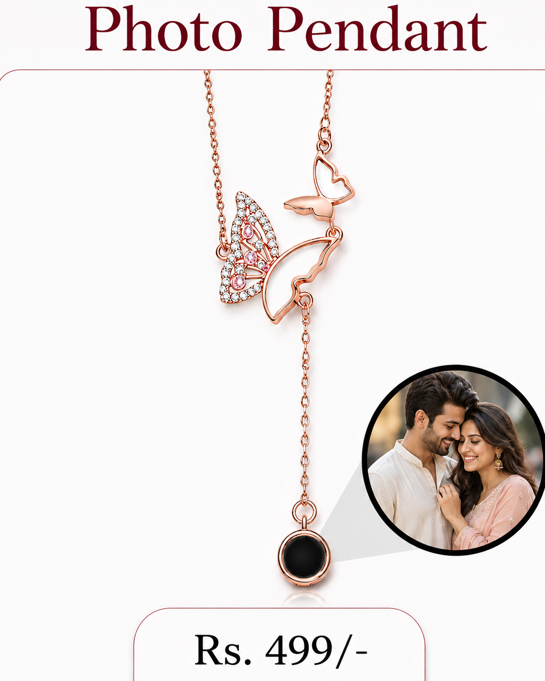 🦋 Butterfly Color Photo Pendant – A Memory That Flutters With Love 🦋